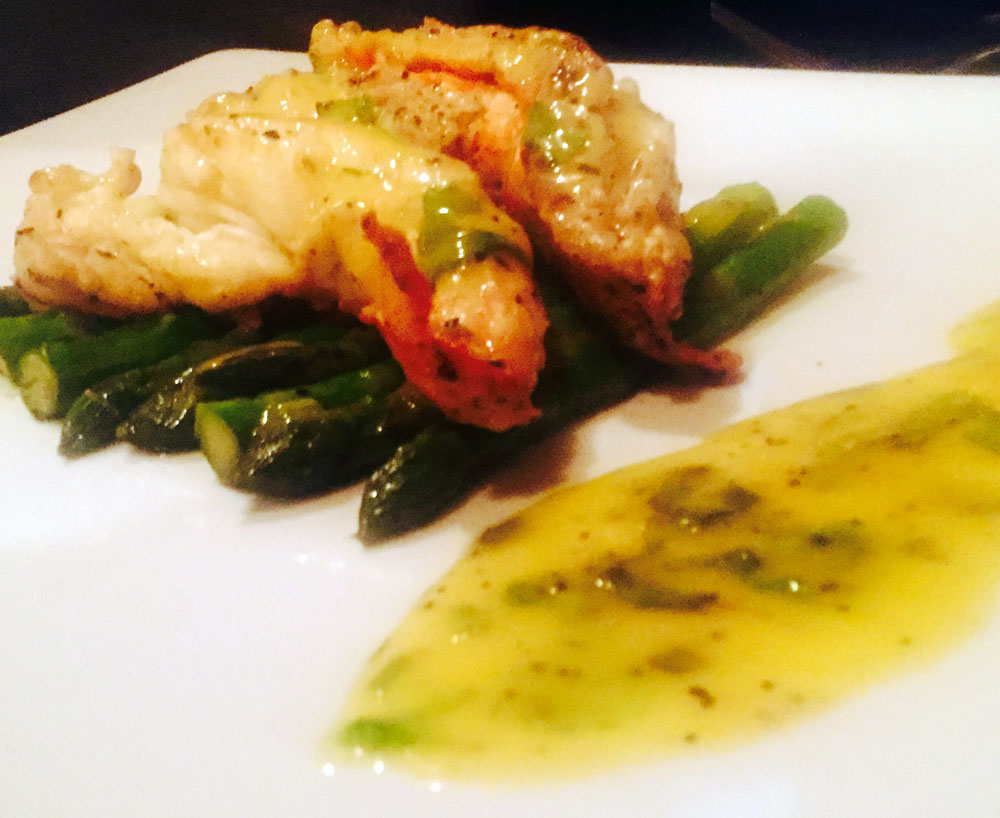 lobster tail and asparagus
